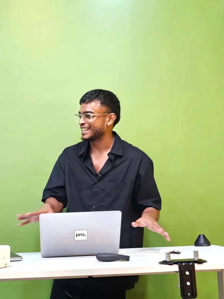 Procedure engineer mid-demo at an in-person session