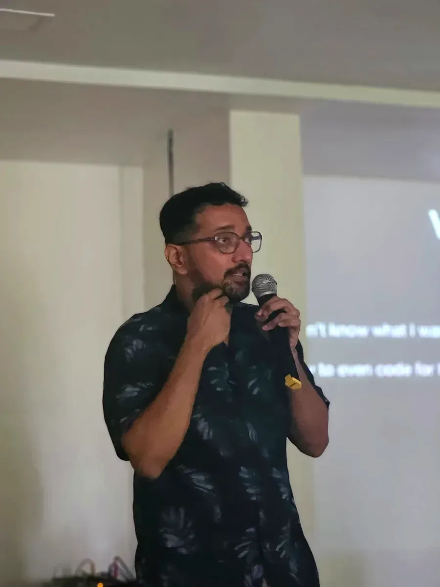 Ulhas taking audience questions after a talk