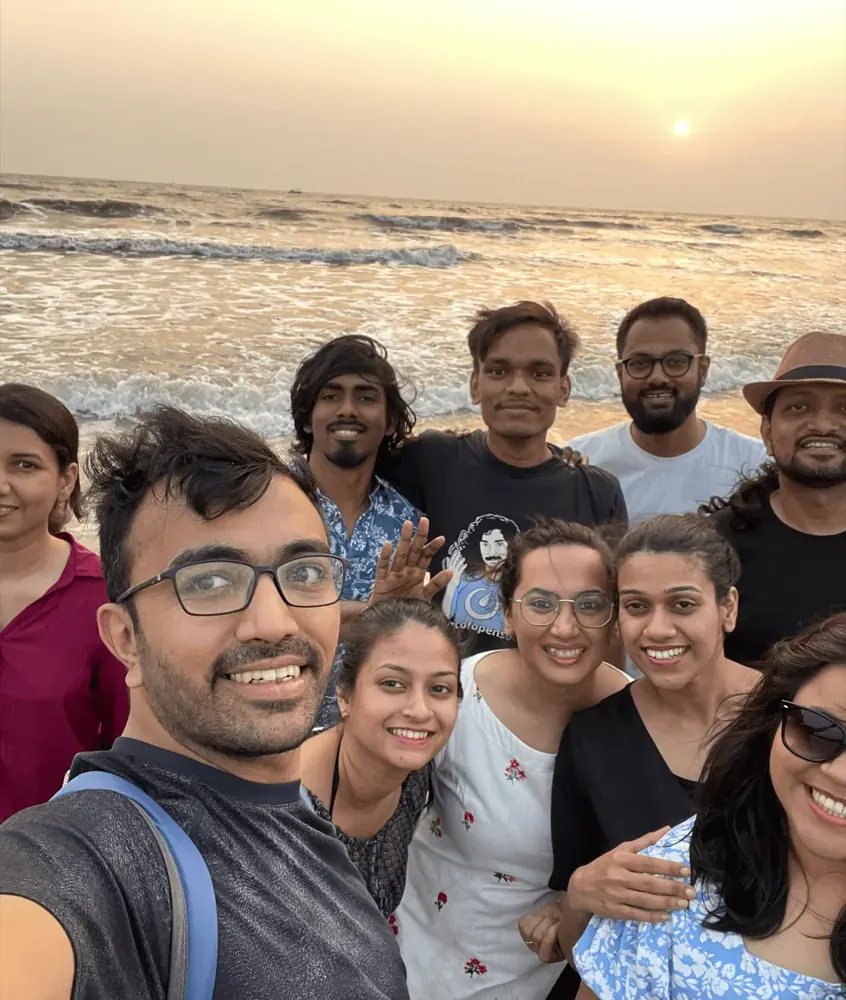 Procedure team selfie at sunset by the sea