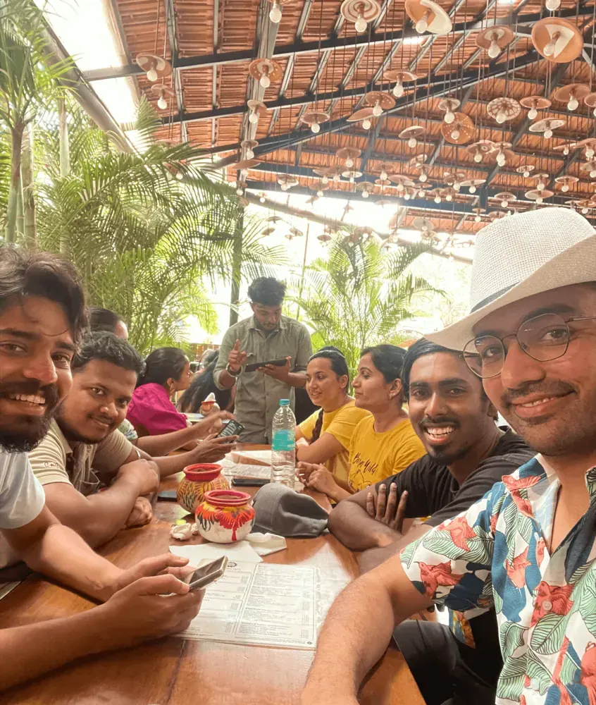 Procedure team at dinner during an offsite